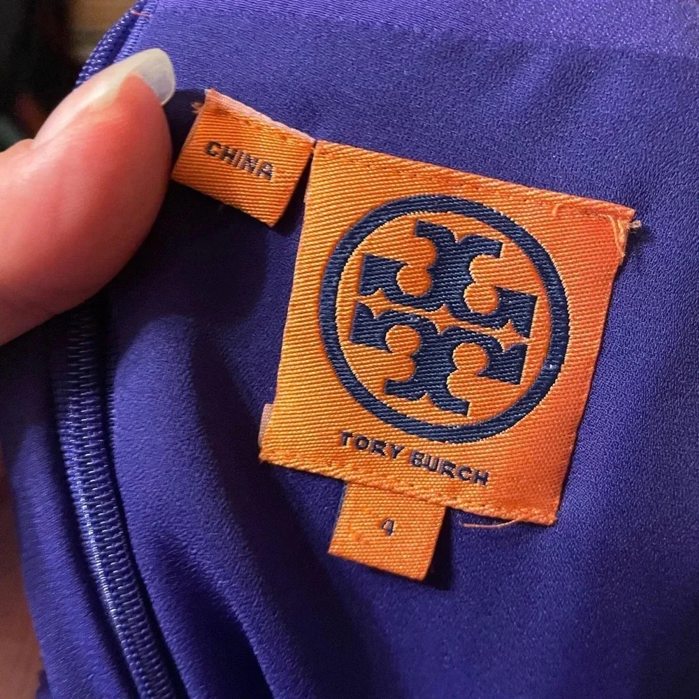TORY BURCH PURPLE SILK RUFFLE DRESS